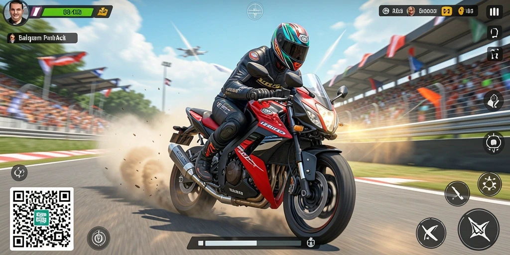 Gameplay balapan motor yang seru dan mendebarkan.