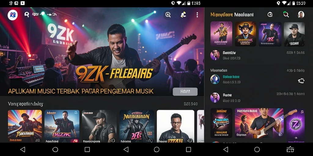 Screenshot utama 9ZK menampilkan antarmuka aplikasi musik yang menarik.