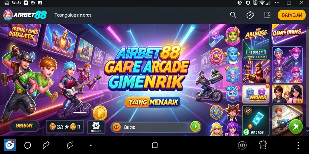 Tampilan permainan Arcade yang penuh warna dan seru.