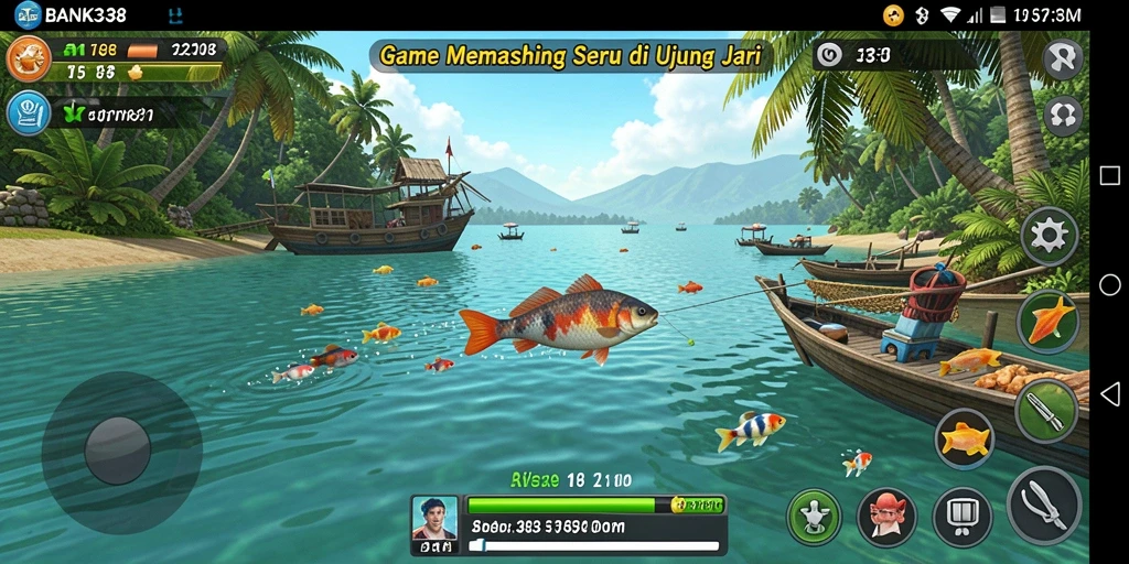 Tangkapan layar gameplay BANK338 dengan aksi memancing yang seru dan menarik.