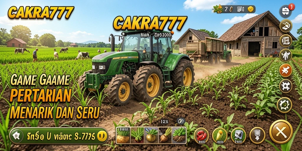 Screenshot gameplay CAKRA777 menampilkan kebun yang subur dan beragam tanaman.