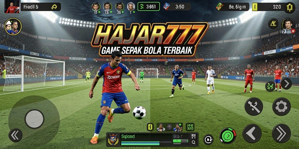 Tampilan gameplay mendebarkan di lapangan sepak bola.