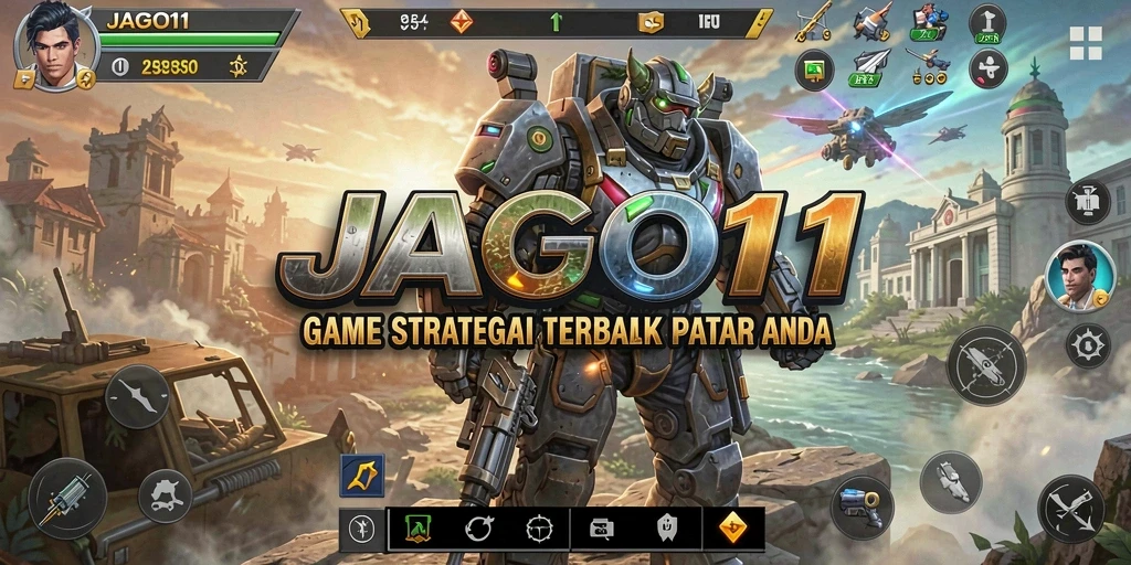 Screenshot utama JAGO11 menampilkan aksi intens dalam medan perang strategi.