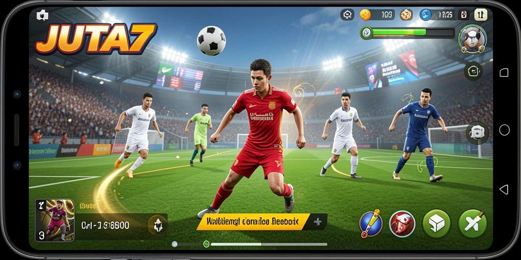Tampilan gameplay JUTA7 yang penuh aksi dalam mode olahraga.