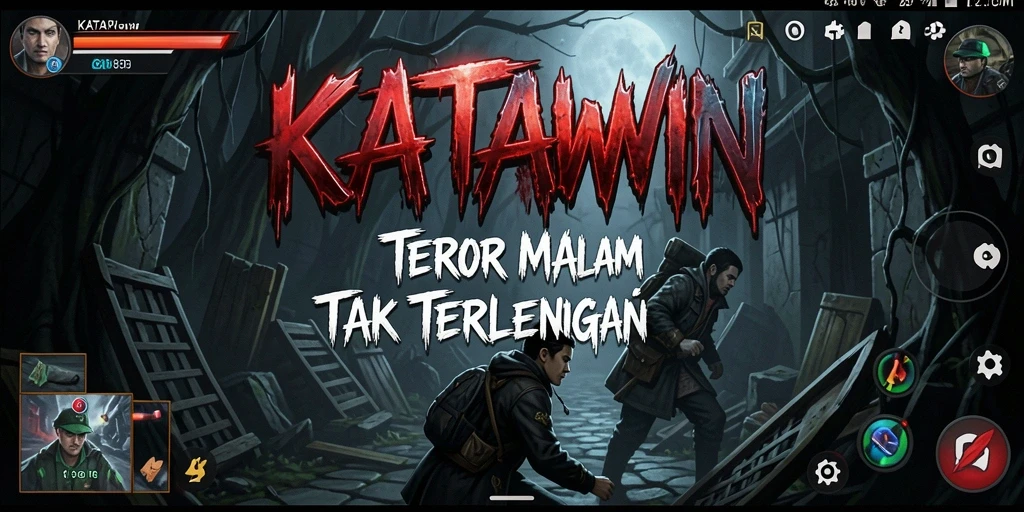 Screenshot menampilkan suasana menegangkan di KATAWIN dengan makhluk menyeramkan.