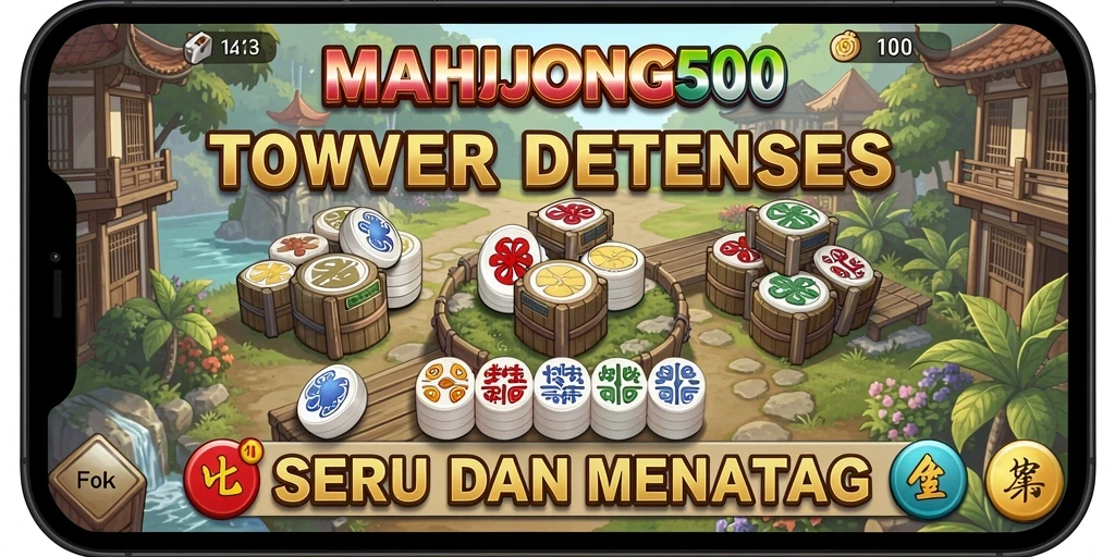 Screenshot menampilkan gameplay menantang di MAHJONG500 dengan strategi Tower Defense.