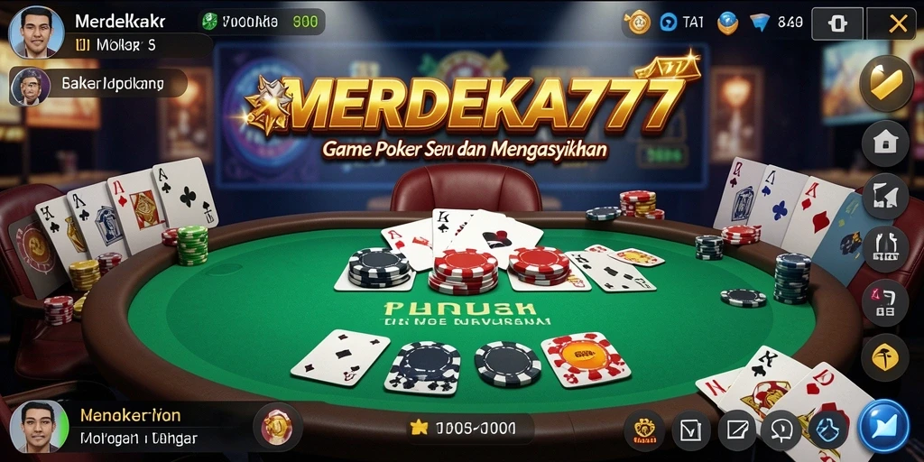 Tampilan gameplay Poker yang seru dan interaktif di MERDEKA777.