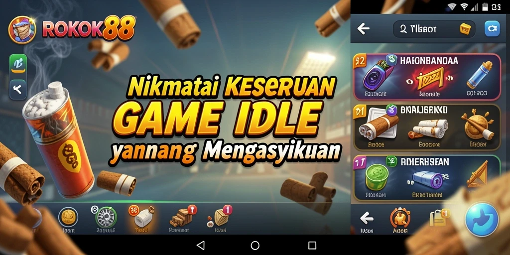 Tampilan gameplay ROKOK88 menampilkan aksi seru dalam game idle.